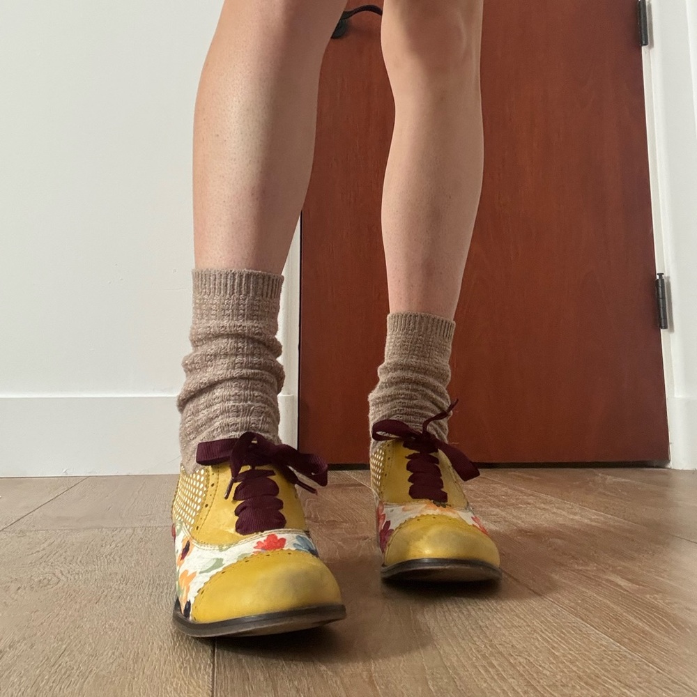 Irregular Choice Floral Yellow Oxford Shoes - Picture 3 of 8